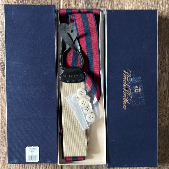 Brooks Brothers Blue and Red Suspenders with Timeless Elegance Leather SIZE XL - Picture 5 of 7